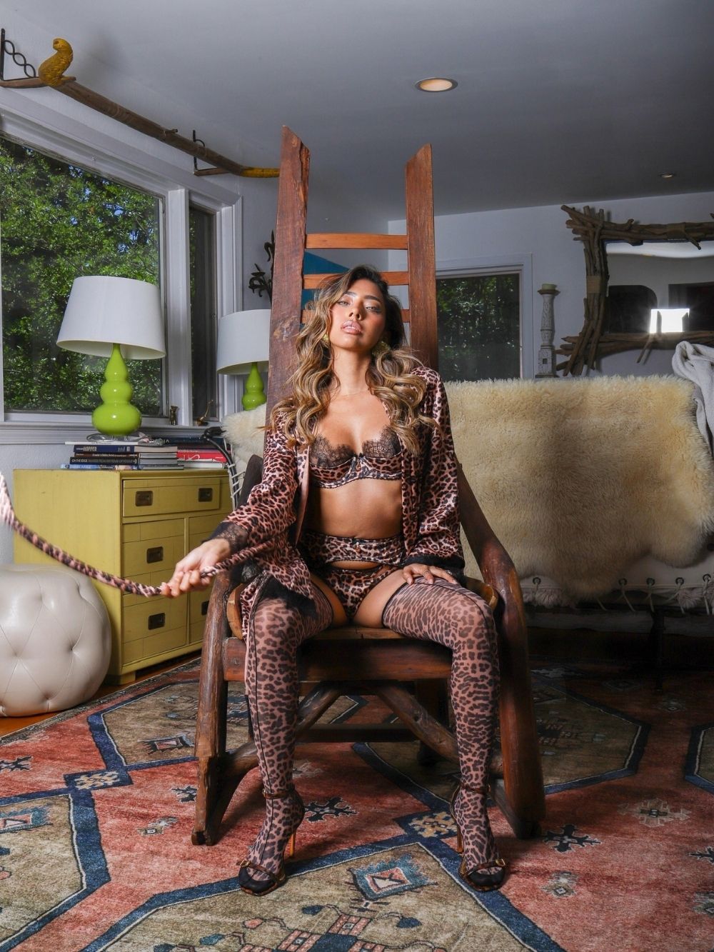 Lynda Rada in a leopard set